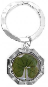 White Gold Plated 6 leaf Octagon Keychain mk3a White Gold Plated 6 leaf Octagon Keychain mk3a
