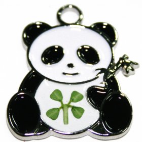 White Gold Plated Exotic Panda Clover