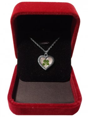 White Gold Plated Valentine Heart Clover